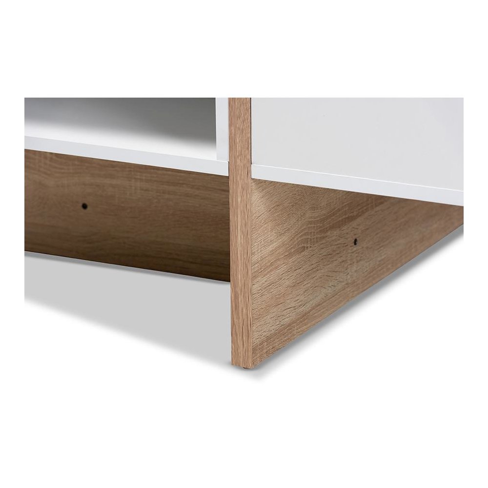 Rasa Modern and Contemporary Two-Tone White and Oak Finished Wood Coffee Table
