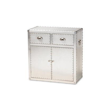 Baxton Studio Serge French Industrial Silver Metal 2-Door Accent Storage Cabinet