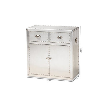 Baxton Studio Serge French Industrial Silver Metal 2-Door Accent Storage Cabinet