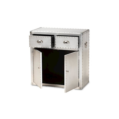 Baxton Studio Serge French Industrial Silver Metal 2-Door Accent Storage Cabinet