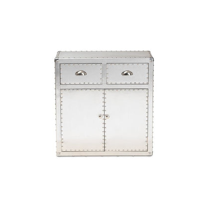 Baxton Studio Serge French Industrial Silver Metal 2-Door Accent Storage Cabinet