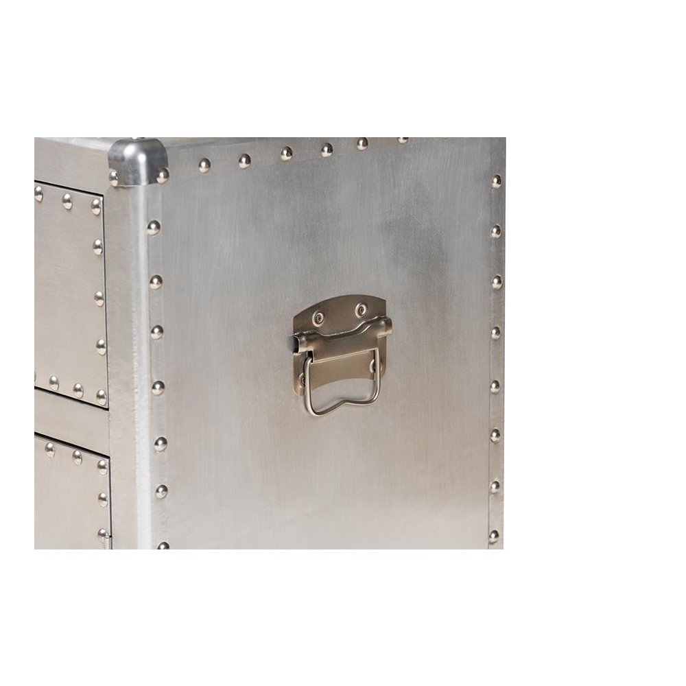 Baxton Studio Serge French Industrial Silver Metal 2-Door Accent Storage Cabinet