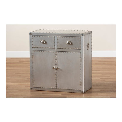 Baxton Studio Serge French Industrial Silver Metal 2-Door Accent Storage Cabinet