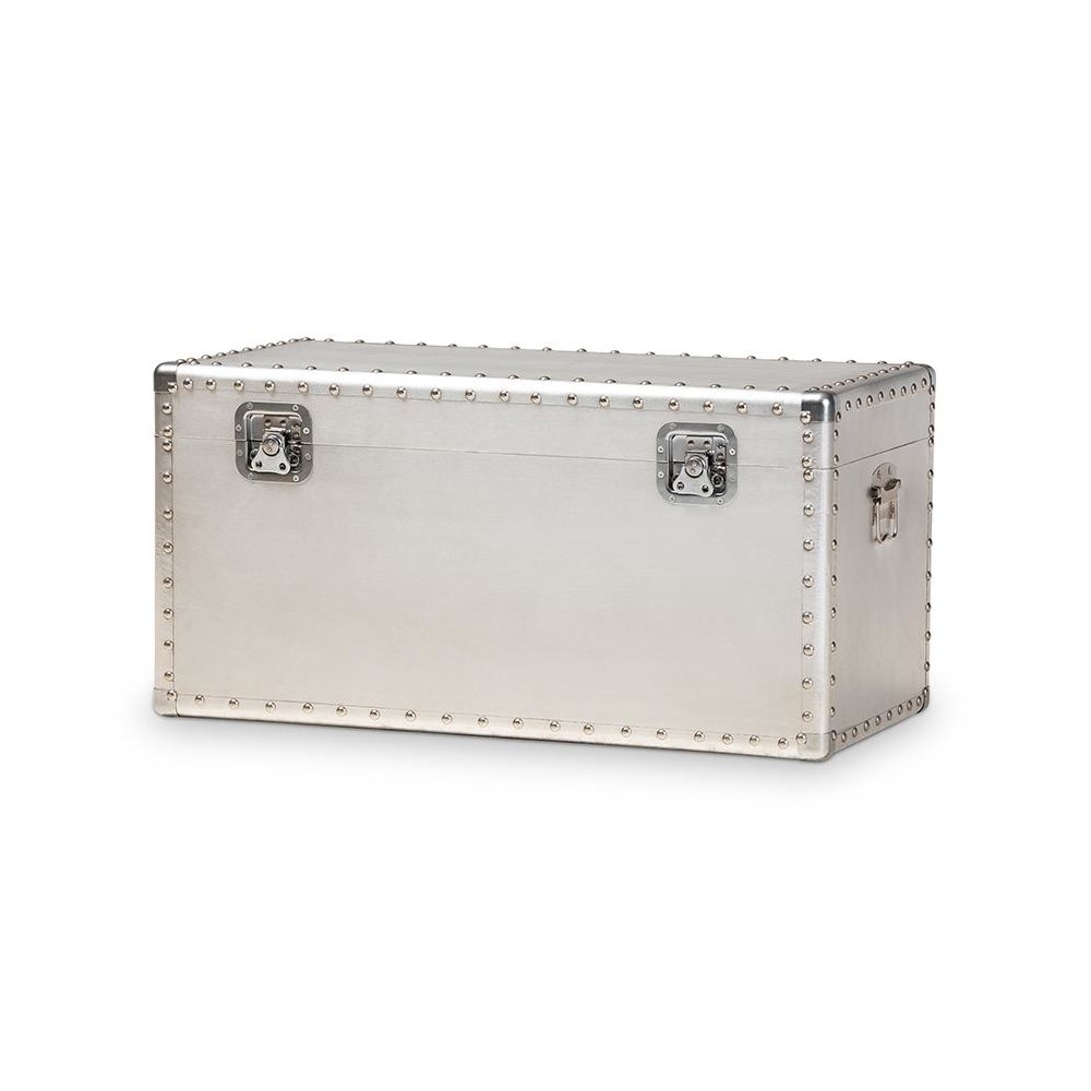 Baxton Studio Serge French Industrial Silver Metal Storage Trunk