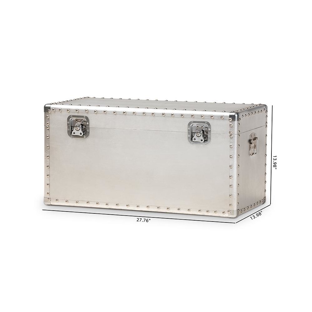 Baxton Studio Serge French Industrial Silver Metal Storage Trunk
