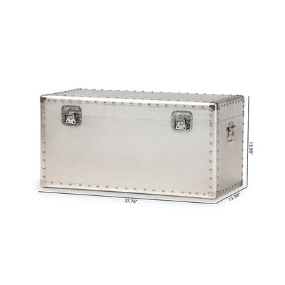 Baxton Studio Serge French Industrial Silver Metal Storage Trunk