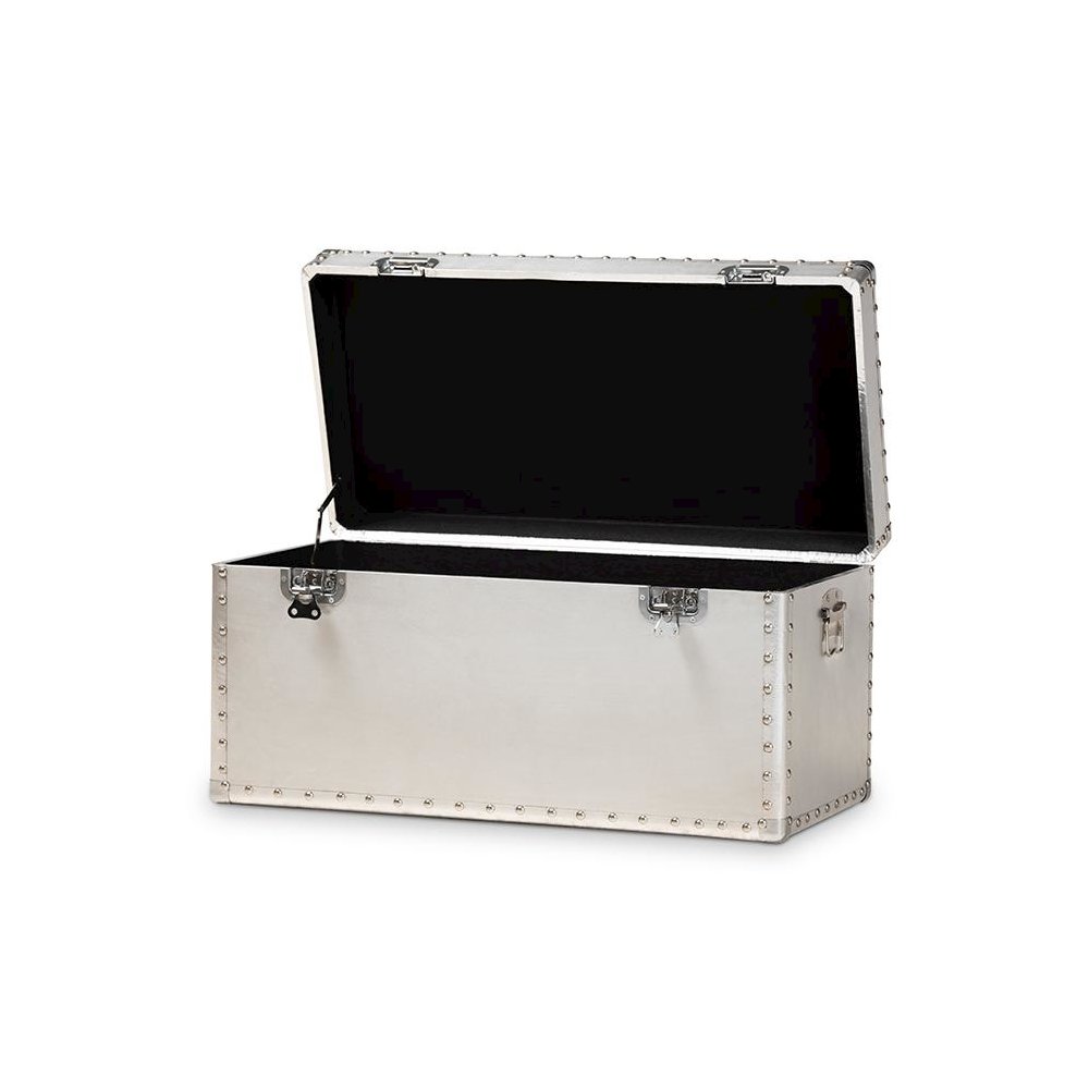 Baxton Studio Serge French Industrial Silver Metal Storage Trunk