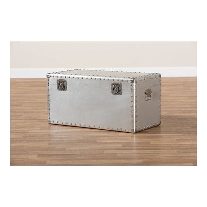 Baxton Studio Serge French Industrial Silver Metal Storage Trunk