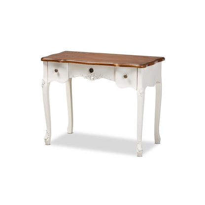 Brown Finished Small 3-Drawer Wood Console Table