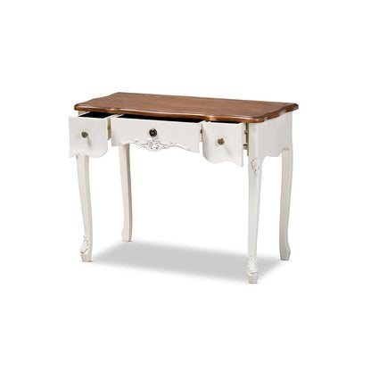 Brown Finished Small 3-Drawer Wood Console Table