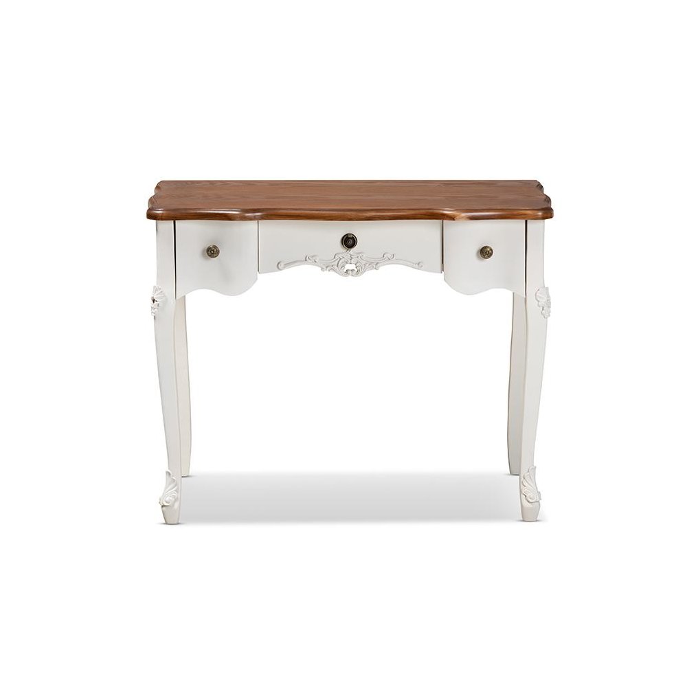 Brown Finished Small 3-Drawer Wood Console Table