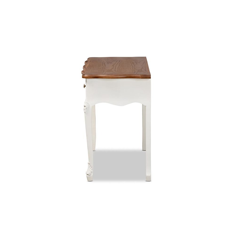Brown Finished Small 3-Drawer Wood Console Table