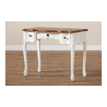 Brown Finished Small 3-Drawer Wood Console Table