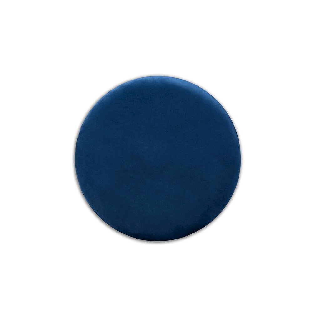 Luxe Navy Blue Velvet Fabric Upholstered Gold Finished Storage Ottoman