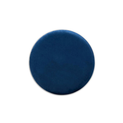 Luxe Navy Blue Velvet Fabric Upholstered Gold Finished Storage Ottoman
