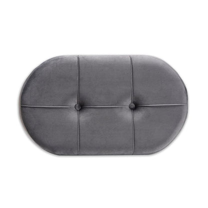 Simone Mid-Century Modern Grey Velvet Fabric Upholstered Wood Ottoman