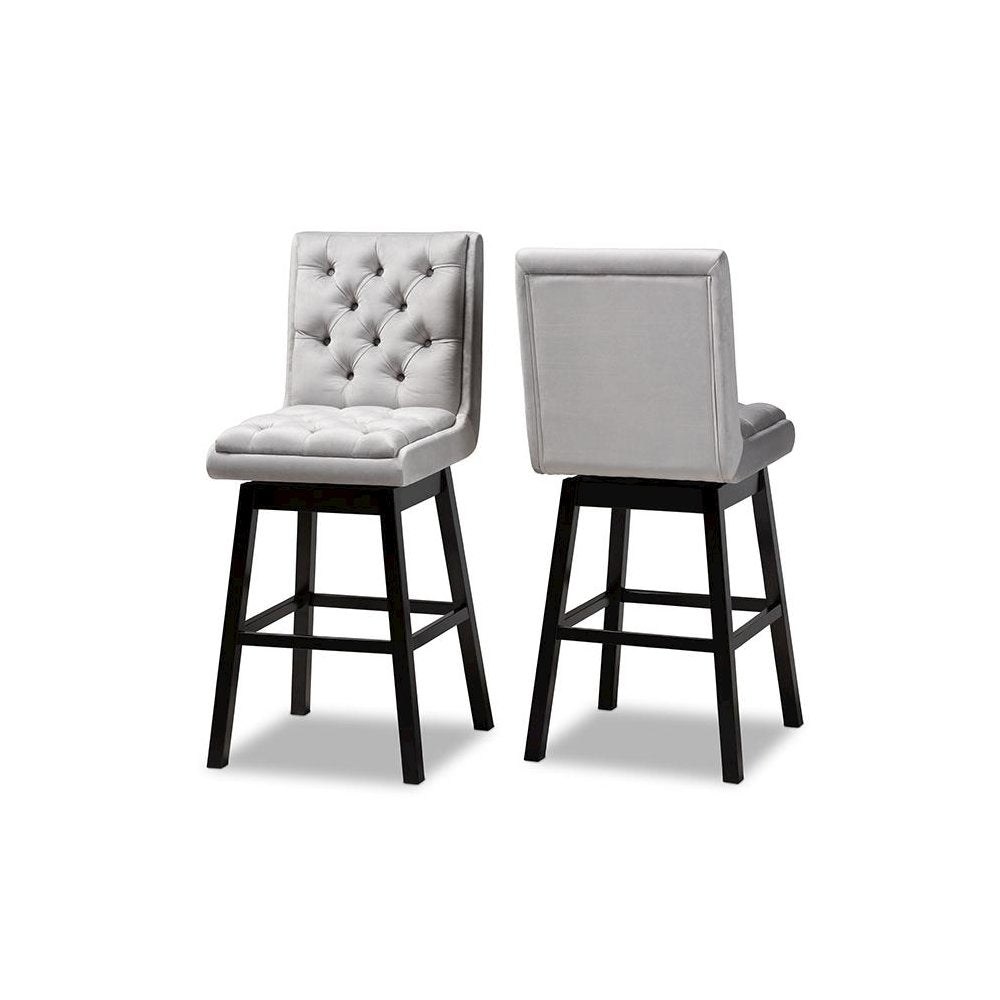 Dark Brown Finished Wood 2-Piece Swivel Bar Stool Set Set