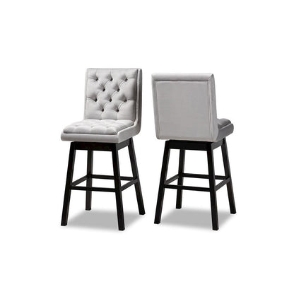 Dark Brown Finished Wood 2-Piece Swivel Bar Stool Set Set