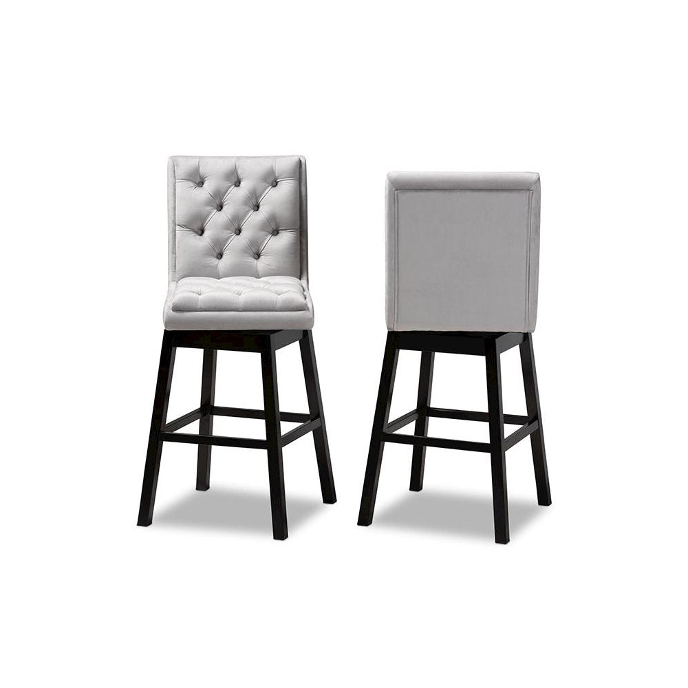 Dark Brown Finished Wood 2-Piece Swivel Bar Stool Set Set
