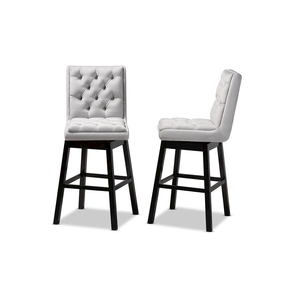 Dark Brown Finished Wood 2-Piece Swivel Bar Stool Set Set