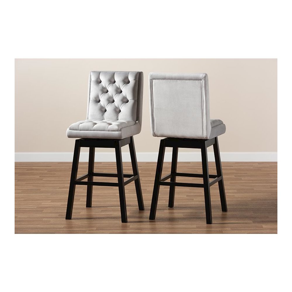 Dark Brown Finished Wood 2-Piece Swivel Bar Stool Set Set