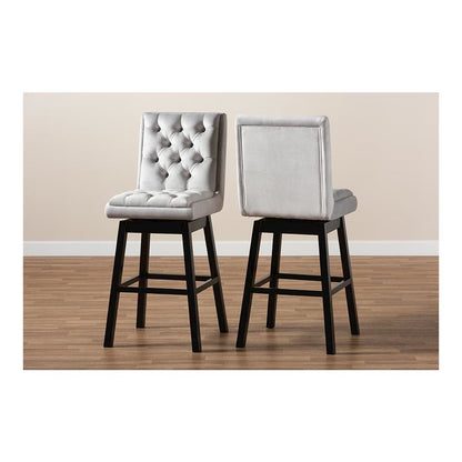 Dark Brown Finished Wood 2-Piece Swivel Bar Stool Set Set
