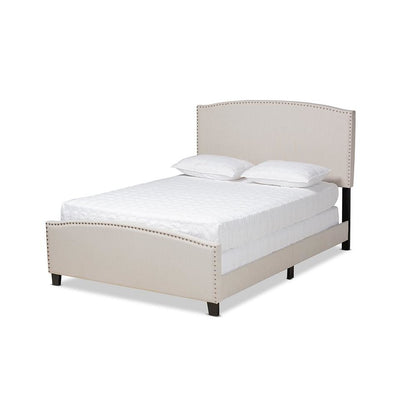 Morgan Modern Transitional Beige Fabric Upholstered King Size Panel Bed