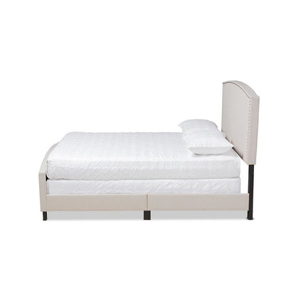 Morgan Modern Transitional Beige Fabric Upholstered King Size Panel Bed