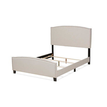Morgan Modern Transitional Beige Fabric Upholstered King Size Panel Bed