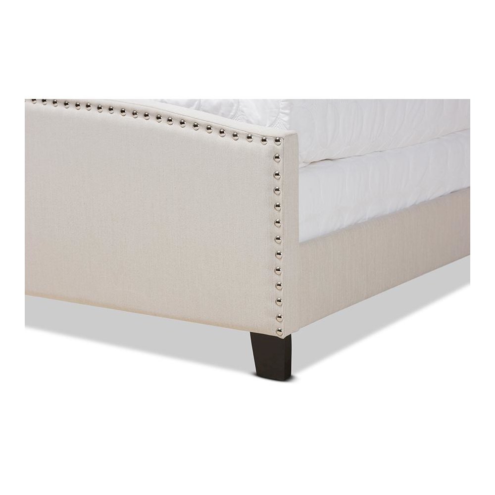 Morgan Modern Transitional Beige Fabric Upholstered King Size Panel Bed