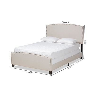 Morgan Modern Transitional Beige Fabric Upholstered King Size Panel Bed