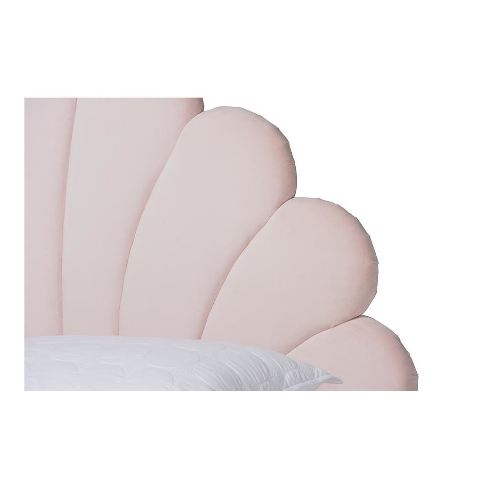 Walnut Brown Finished Wood Queen Size Seashell Shaped Platform Bed