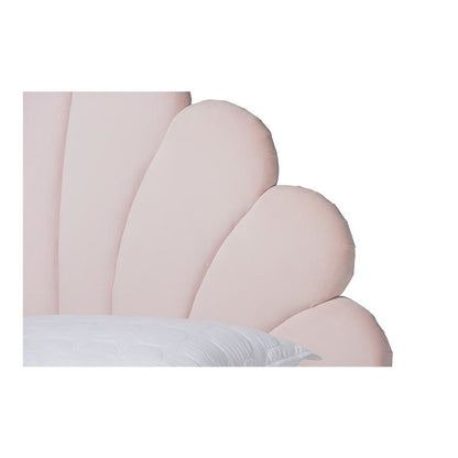 Walnut Brown Finished Wood Queen Size Seashell Shaped Platform Bed