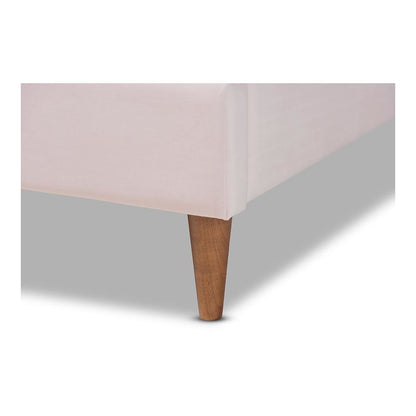 Walnut Brown Finished Wood Queen Size Seashell Shaped Platform Bed