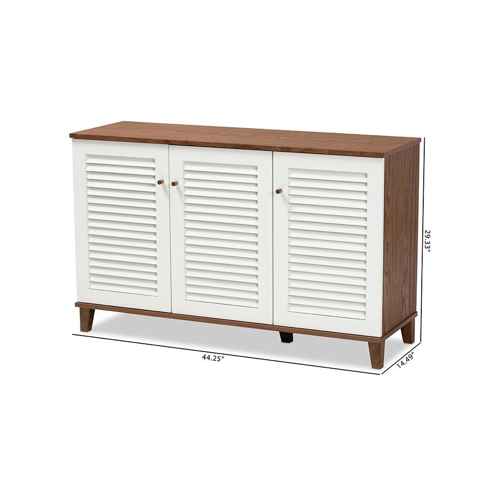Walnut Finished 8-Shelf Wood Shoe Storage Cabinet