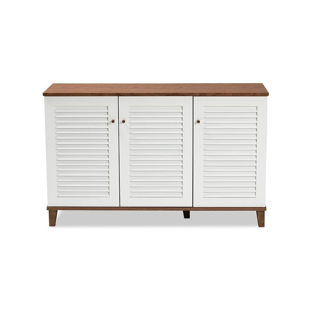 Walnut Finished 8-Shelf Wood Shoe Storage Cabinet