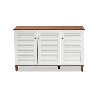 Walnut Finished 8-Shelf Wood Shoe Storage Cabinet