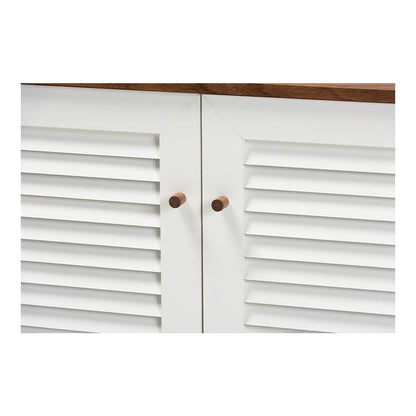Walnut Finished 8-Shelf Wood Shoe Storage Cabinet