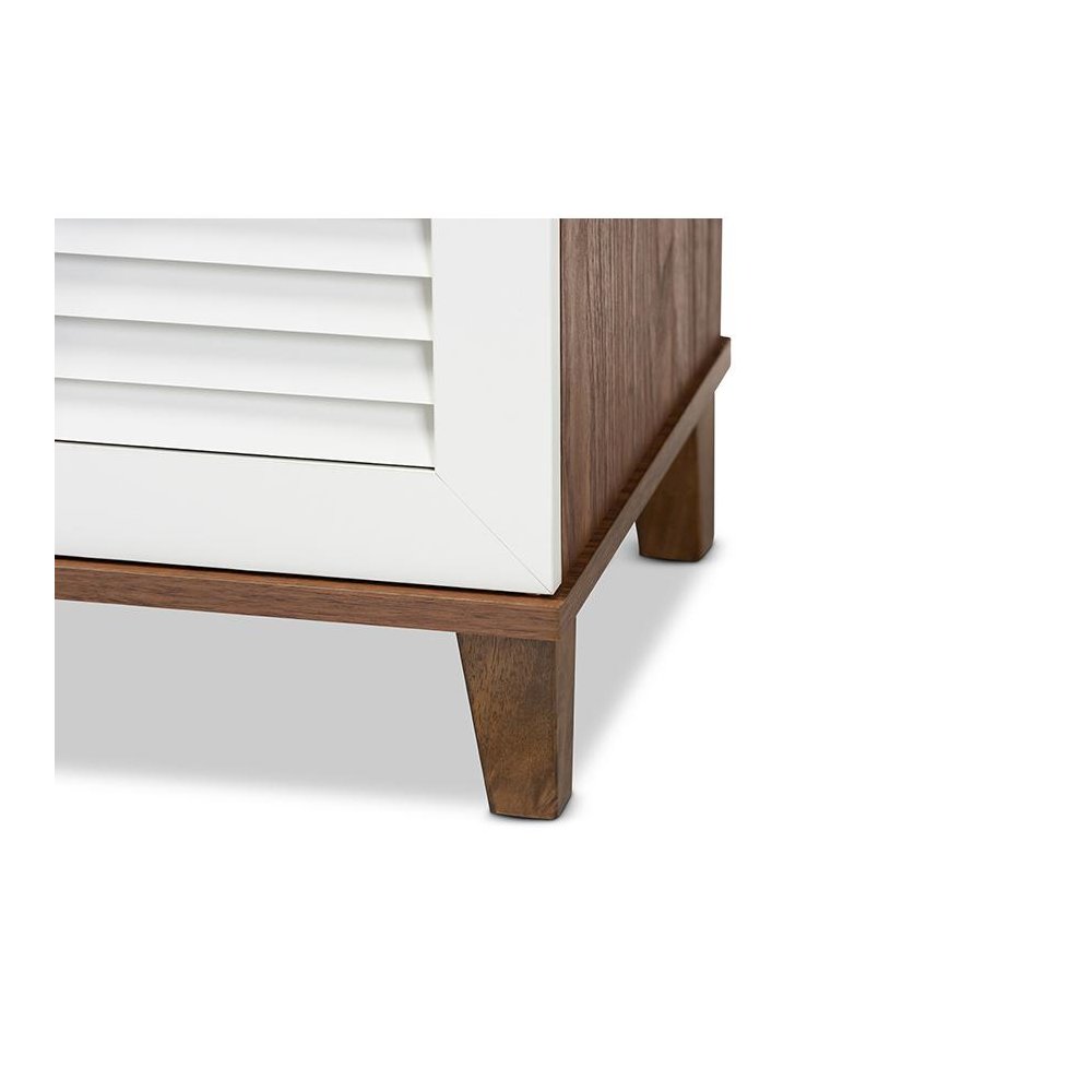 Walnut Finished 8-Shelf Wood Shoe Storage Cabinet