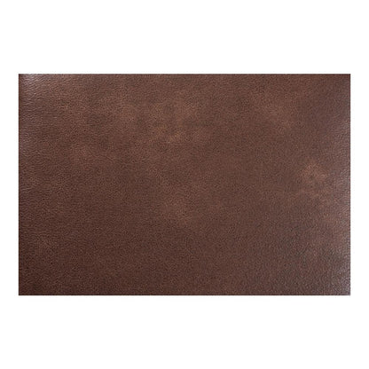 Leather Effect Fabric Upholstered Antique Oak Finished Wood Ottoman