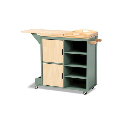 Natural Wood Kitchen Storage Cart