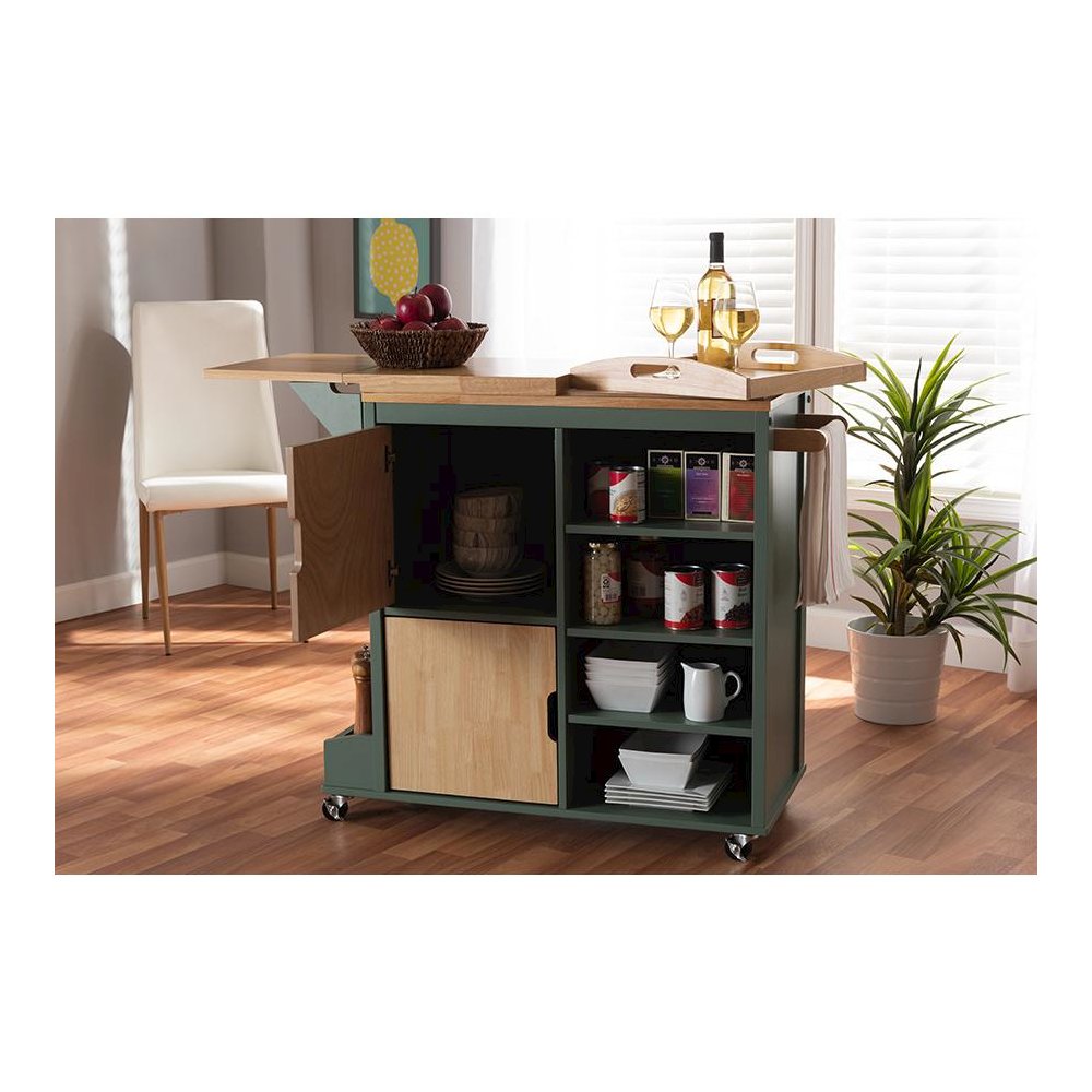 Natural Wood Kitchen Storage Cart