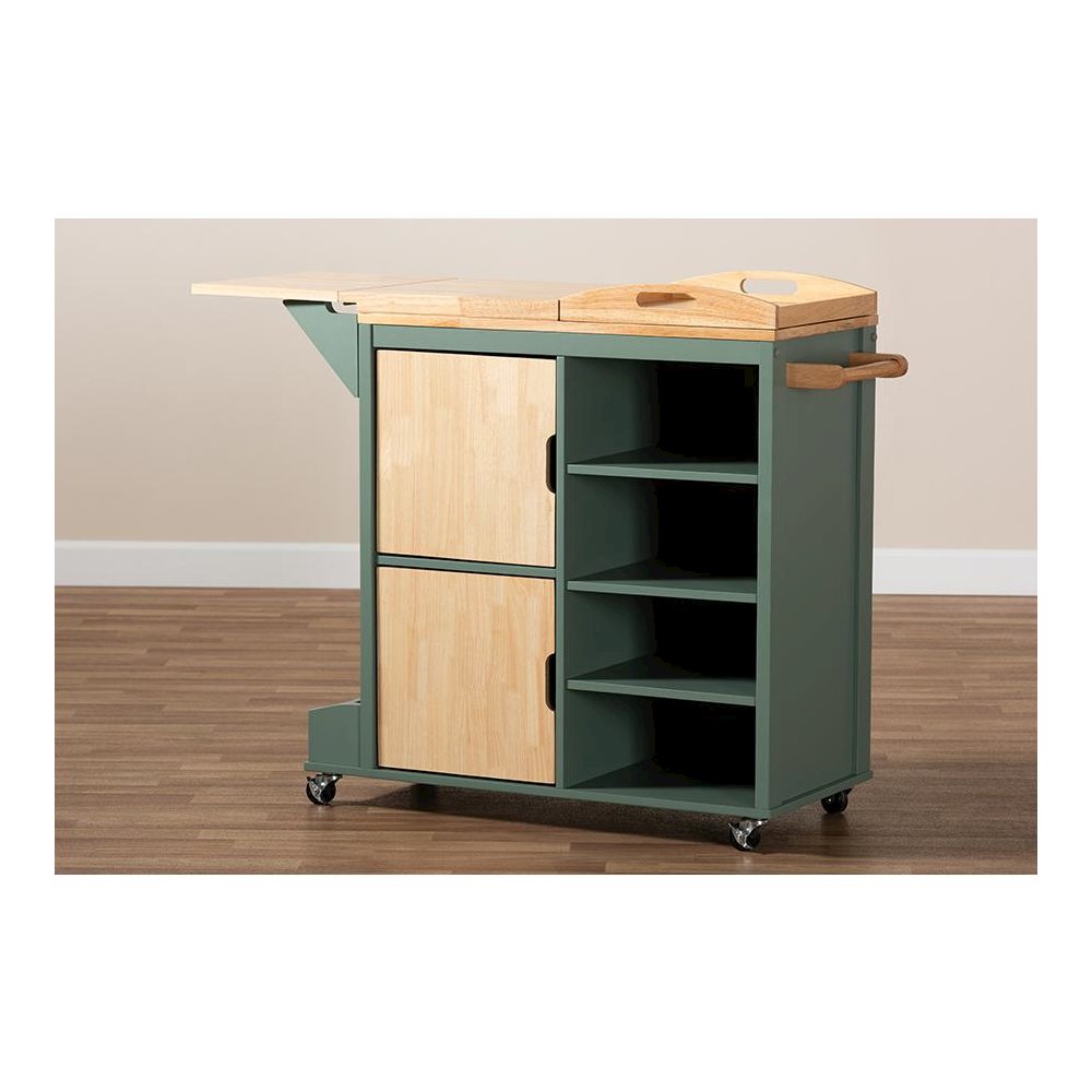 Natural Wood Kitchen Storage Cart