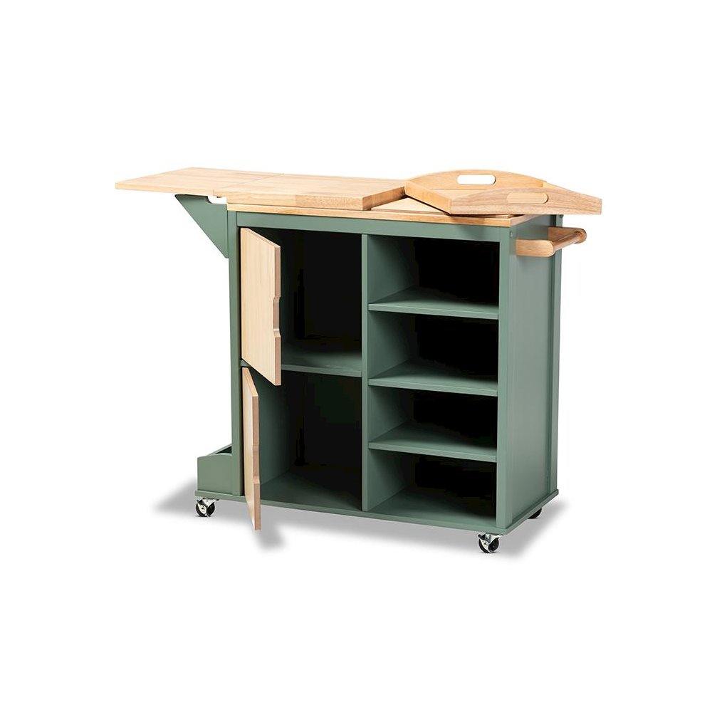 Natural Wood Kitchen Storage Cart