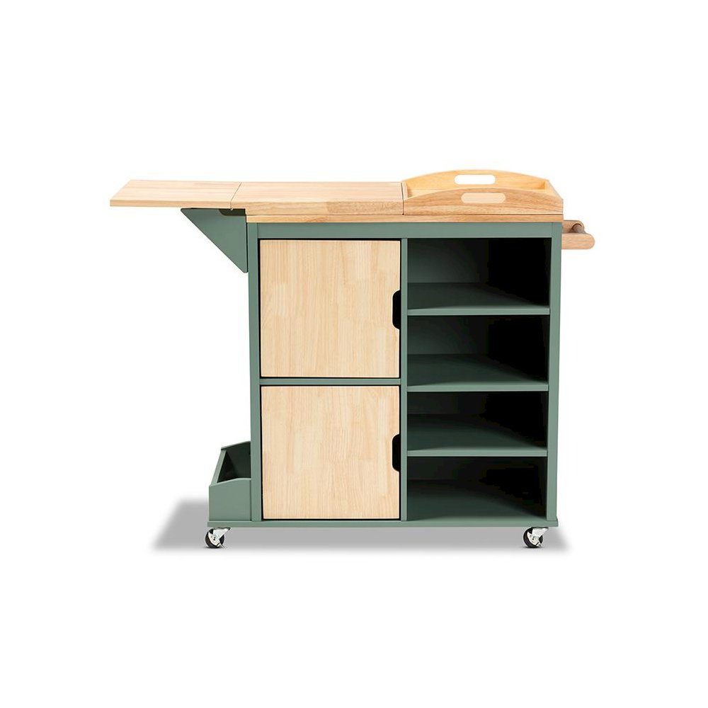 Natural Wood Kitchen Storage Cart