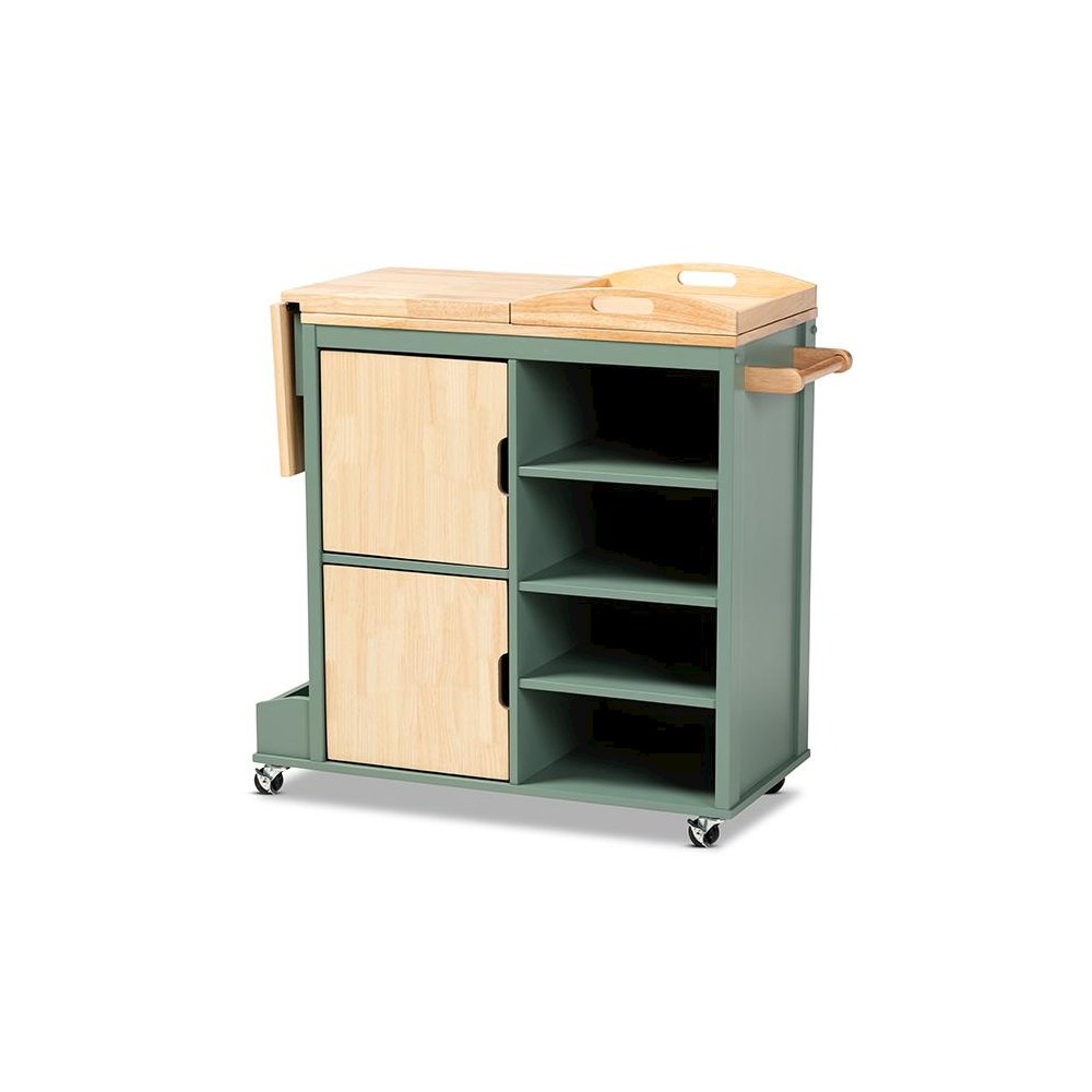 Natural Wood Kitchen Storage Cart