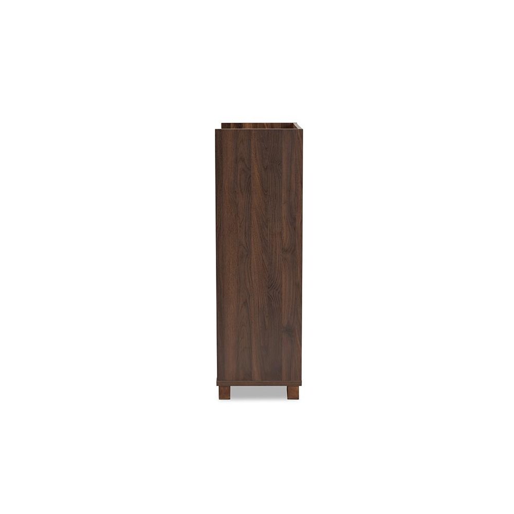 Carrie Transitional Farmhouse Walnut Brown Finished Wood Wine Storage Cabinet