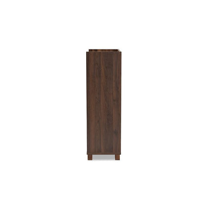 Carrie Transitional Farmhouse Walnut Brown Finished Wood Wine Storage Cabinet