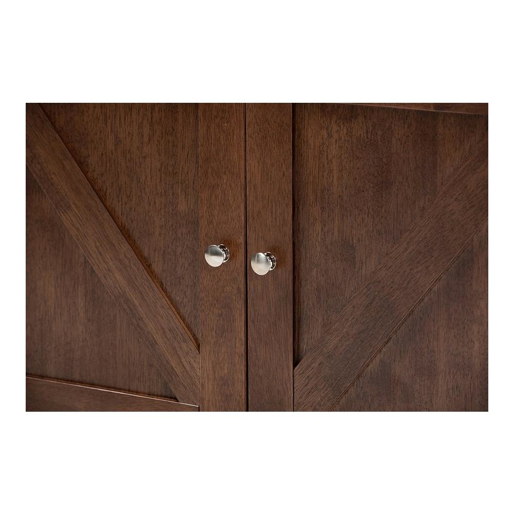 Carrie Transitional Farmhouse Walnut Brown Finished Wood Wine Storage Cabinet