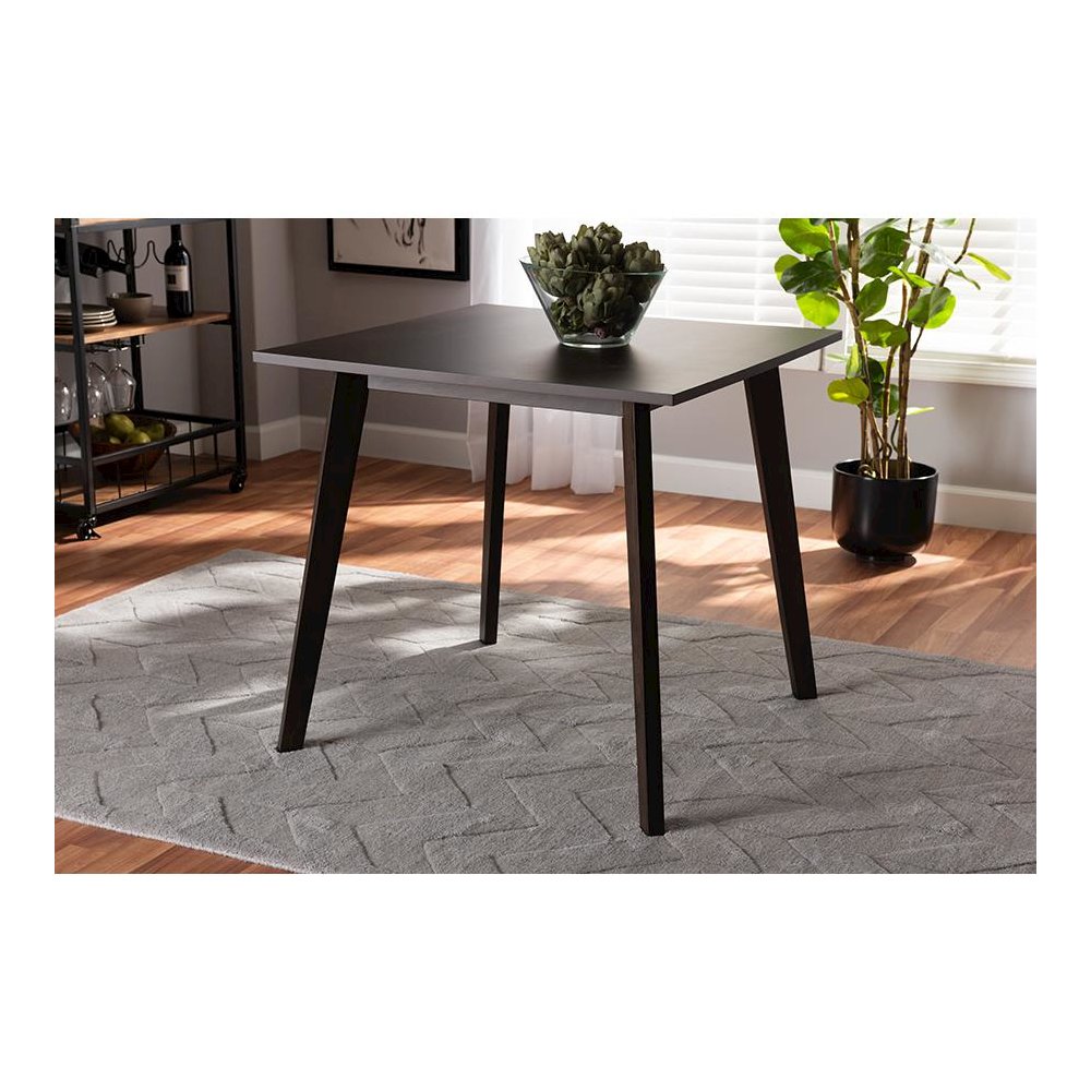 Britte Mid-Century Modern Dark Oak Brown Finished Square Wood Dining Table